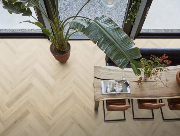 YUP XL Greenford herringbone dryback warm beige - PVC Vloeren | Lapy