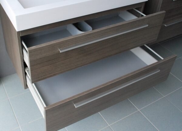 Badmeubel onderkast met aluminium greep 100 Grey Oak OP = OP - Badmeubel onderkast 100 cm | Lapy