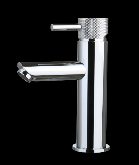 Wastafelmengkraan Mia Chroom met geribbeld knop