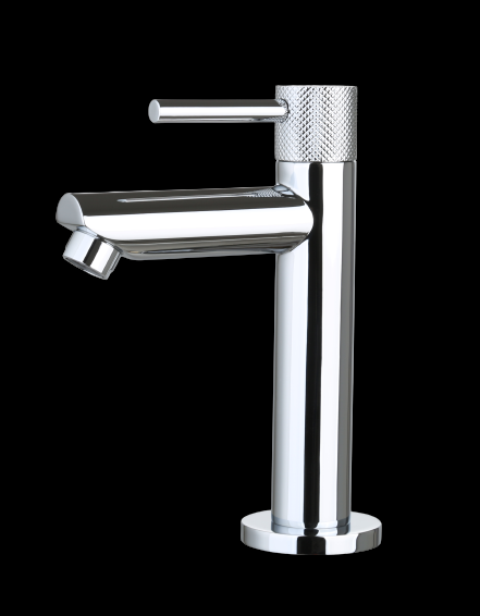 Fonteinkraan rond Chroom met geribbeld knop
