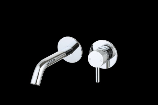 Wastafelmengkraan inbouw met box rond Chroom met geribbeld knop - Kranen met geribbeld knop Chroom | Lapy