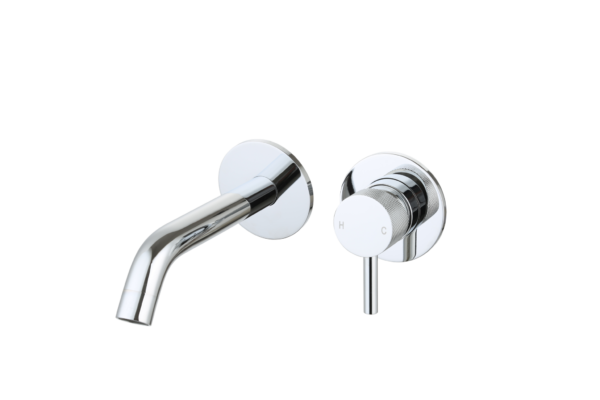 Wastafelmengkraan inbouw met box rond Chroom met geribbeld knop - Kranen met geribbeld knop Chroom | Lapy