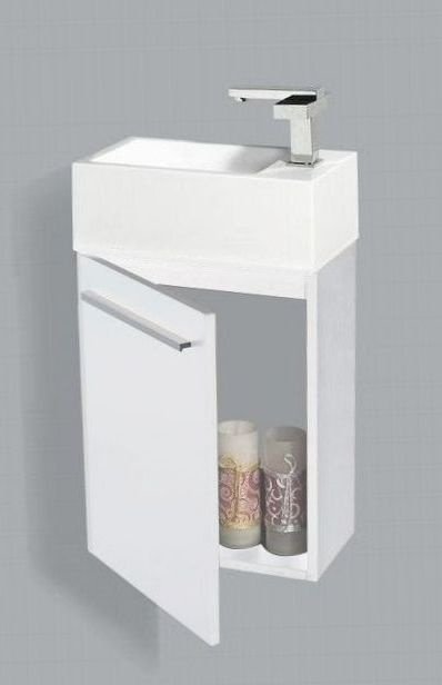 Fonteinkast met aluminium greep Hoogglans Wit (zonder fonteinbakje) OP = OP