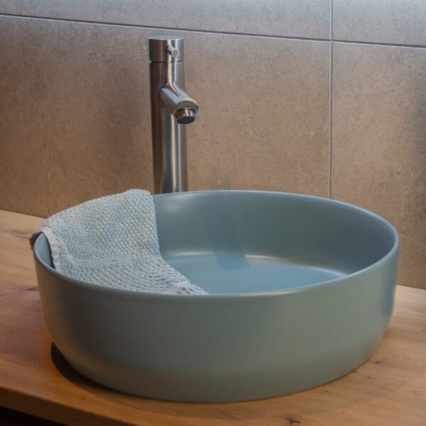 Waskom Keramiek Rond Victoria Color Line incl. clickwaste Fjord Mat Groen - Waskom Keramiek Color Line Victoria | Lapy