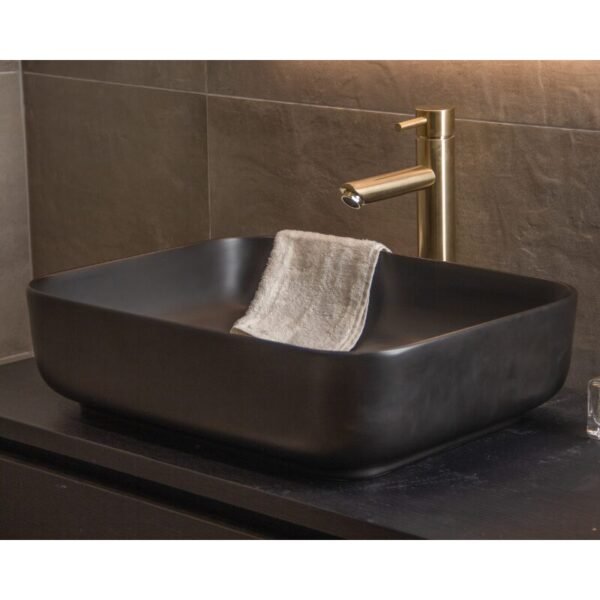 Waskom Keramiek Minerva Color Line incl. clickwaste Mat Zwart