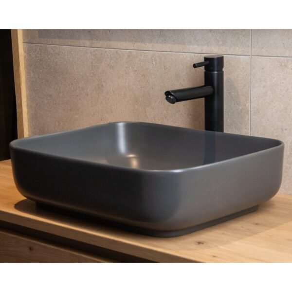Waskom Keramiek Minerva Color Line incl. clickwaste Mat Antraciet