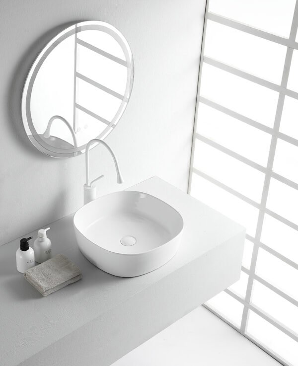 Sofia waskom rond 44 x 44 x 13,5 cm keramiek glans wit - Waskommen | Lapy