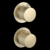 Badset inbouw met box thermostaat, muurbevestiging / doucheslang, staafhanddouche / afwerkringen / rond Goud | Lapy