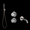 Badset inbouw met box thermostaat, muurbevestiging / doucheslang, staafhanddouche / afwerkringen / rond Gun Metal met | Lapy