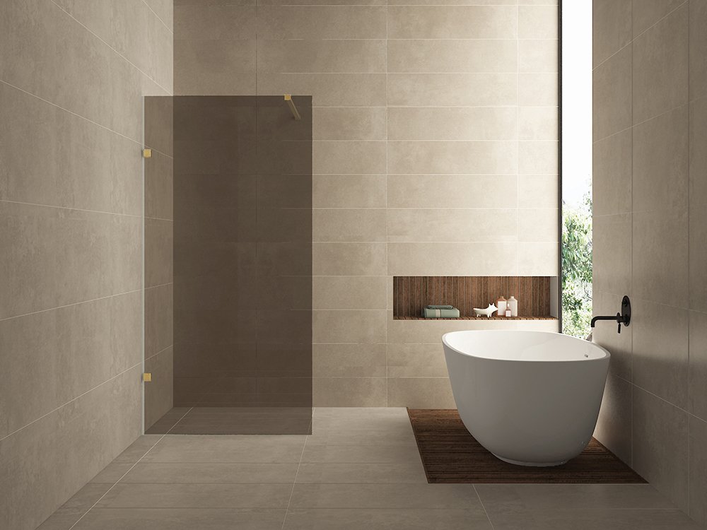 Less inloopdouche 900 x 2000 x 8 mm nano vintage brons glas/geborsteld messing