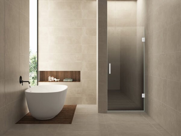 Less nisdeur rechts 700 x 2000 x 8 mm nano spiegelrook- naar helder glas/mat wit