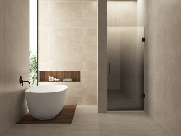 Less nisdeur rechts 800 x 2000 x 8 mm nano spiegelrook- naar helder glas/mat zwart