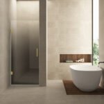 Less nisdeur links 800 x 2000 x 8 mm nano spiegelrook- naar helder glas/geborsteld messing - Douches | Lapy