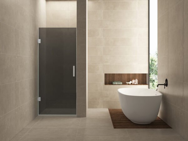 Less nisdeur 900 x 2000 x 8 mm nano rookglas/geborsteld staal - Douches | Lapy