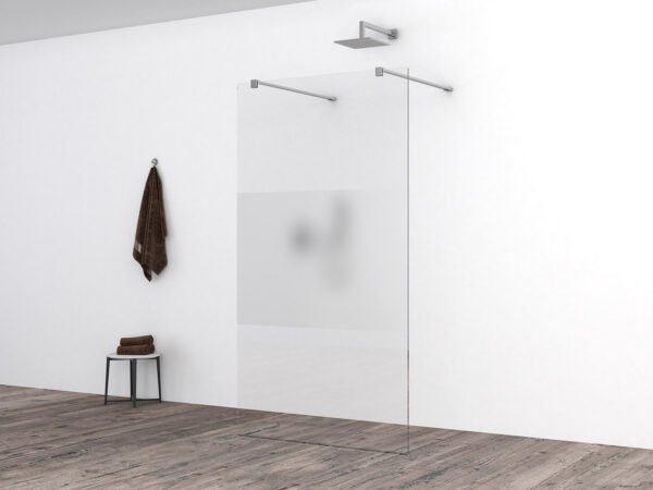 Slim glasplaat 1100 x 2000 x 8 mm nano helder glas met melkglas middenband - Inloopdouches | Lapy