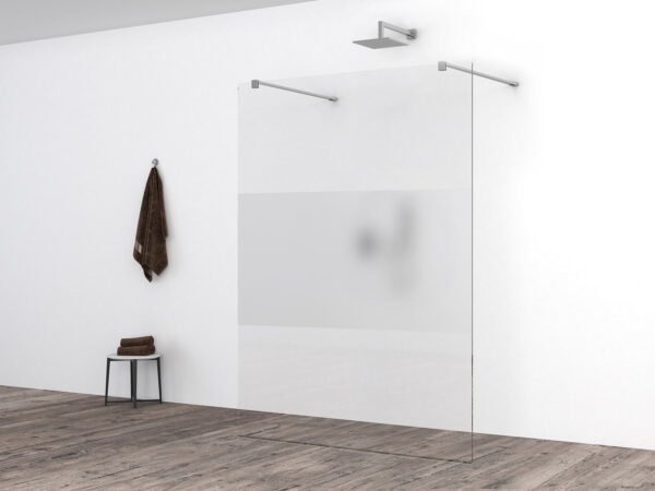 Slim glasplaat 1400 x 2000 x 8 mm nano helder glas met melkglas middenband - Inloopdouches | Lapy