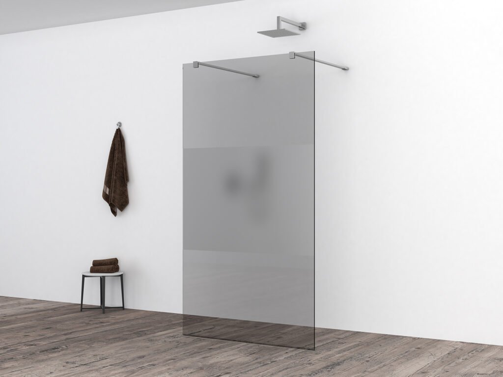 Slim glasplaat 1000 x 2000 x 8 mm nano rookglas met melkglas middenband