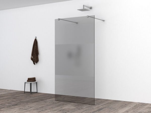 Slim glasplaat 1100 x 2000 x 8 mm nano rookglas met melkglas middenband