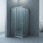 Eco hoekinstap cabine met 2 schuifdeuren 1000 x 1000 x 1900 x 5 mm nano helder glas/chroom - Douchecabines vierkant | Lapy