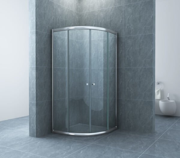 Eco kwartronde cabine met twee schuifdeuren 800 x 800 x 1900 x 5 mm nano helder glas/chroom - Douchecabines kwartrond | Lapy