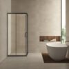 Skyline hoekinstap cabine met 2 schuifdeuren 1000 x 1000 x 2000 x 8 mm nano helder glas/mat zwart | Lapy