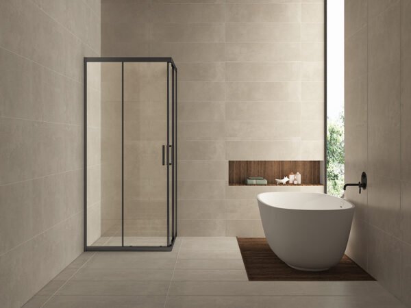 Skyline hoekinstap cabine met 2 schuifdeuren 1000 x 1000 x 2000 x 8 mm nano helder glas/mat zwart | Lapy