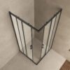 Skyline hoekinstap cabine met 2 schuifdeuren 1000 x 1000 x 2000 x 8 mm nano helder glas/mat zwart | Lapy