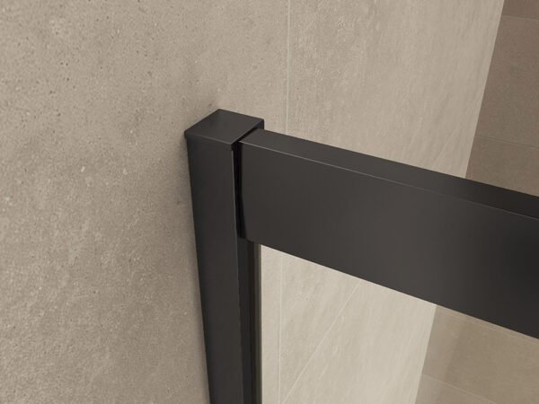 Skyline hoekinstap cabine met 2 schuifdeuren 1000 x 1000 x 2000 x 8 mm nano helder glas/mat zwart | Lapy