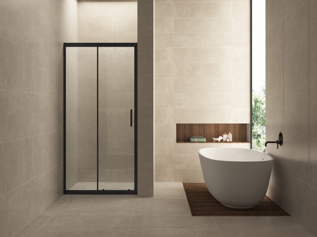 Skyline nis schuifdeur 1400 x 2000 x 8 mm nano helder glas/mat zwart