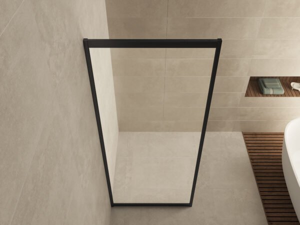 Skyline zijwand voor nis schuifdeur 900 x 2000 x 8 mm nano helder glas/mat zwart - Zijwanden | Lapy