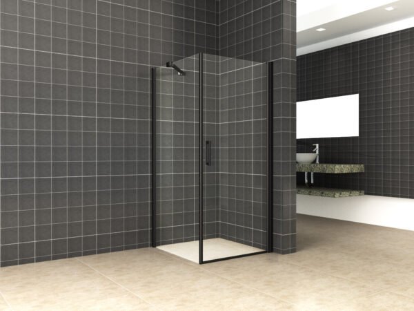 Salone cabine met 1 draaideur 900 x 900 x 2000 x 8 mm nano helder glas/mat zwart - Douches | Lapy