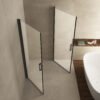 Salone cabine met 2 draaideuren 900 x 900 x 2000 x 8 mm nano helder glas/mat zwart - Douches | Lapy