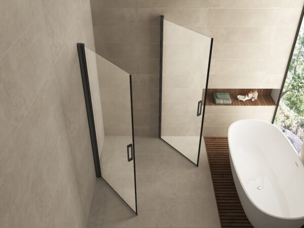 Salone cabine met 2 draaideuren 900 x 900 x 2000 x 8 mm nano helder glas/mat zwart - Douches | Lapy