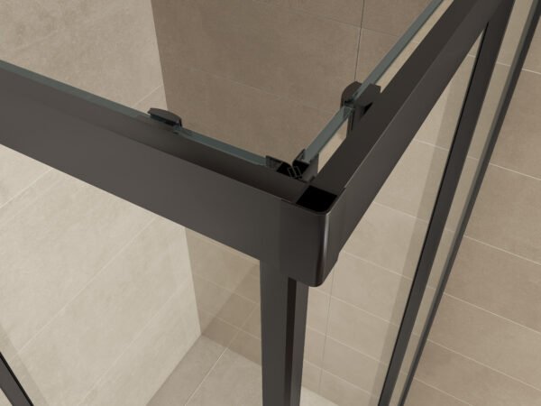Skyline hoekinstap cabine met 2 schuifdeuren 800 x 800 x 2000 x 8 mm nano helder glas/mat zwart - Douches | Lapy