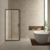 Skyline hoekinstap cabine met 2 schuifdeuren 1000 x 1000 x 2000 x 8 mm nano helder glas/mat zwart - Douches | Lapy