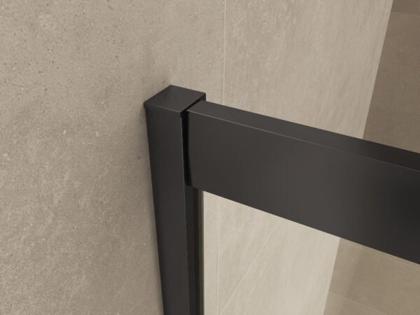 Skyline hoekinstap cabine met 2 schuifdeuren 1000 x 1000 x 2000 x 8 mm nano helder glas/mat zwart - Douches | Lapy