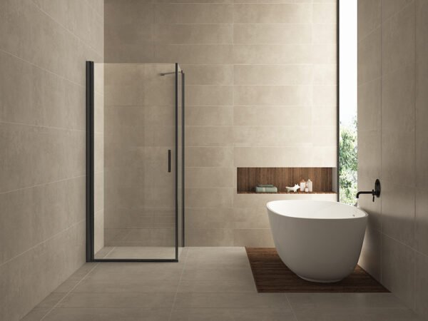 Salone cabine met 1 draaideur 1000 x 1000 x 2000 x 8 mm nano helder glas/mat zwart - Douchecabines vierkant | Lapy