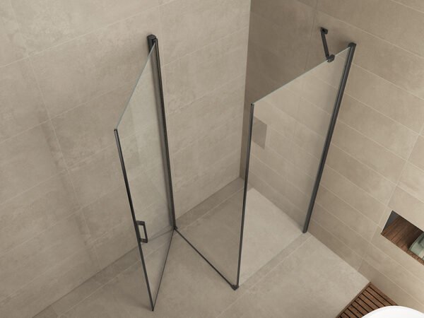 Salone cabine met 1 draaideur 1000 x 1000 x 2000 x 8 mm nano helder glas/mat zwart - Douchecabines vierkant | Lapy