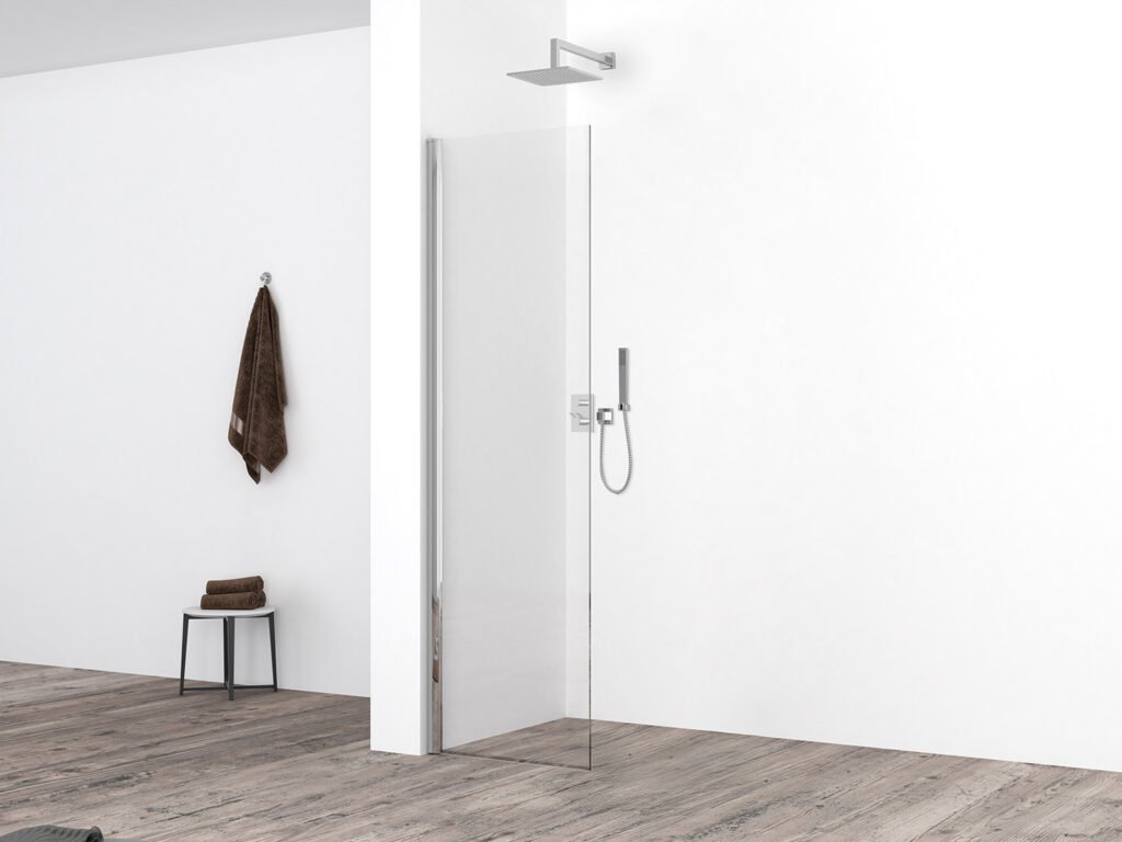 Comfort zijwand met muurprofiel 400 x 2000 x 10 mm nano helder glas/chroom