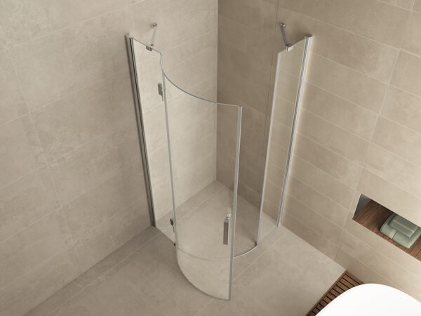 Curf cabine kwartrond met 1 draaideur links 900 x 900 x 2000 x 8 mm helder glas/chroom - Douchecabines kwartrond | Lapy