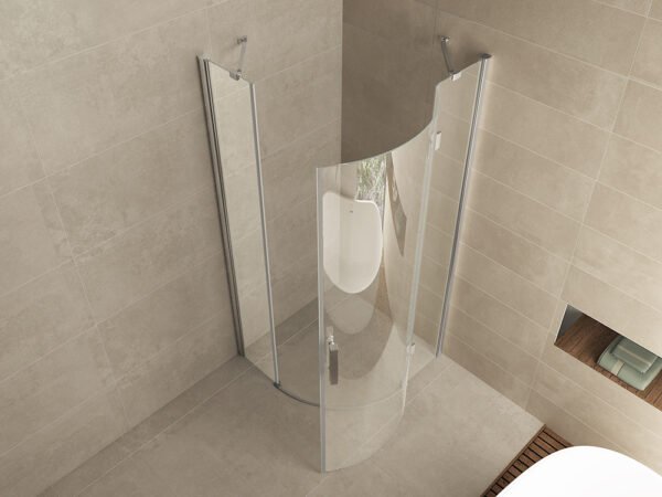 Curf cabine kwartrond met 1 draaideur rechts 900 x 900 x 2000 x 8 mm helder glas/chroom - Douchecabines kwartrond | Lapy