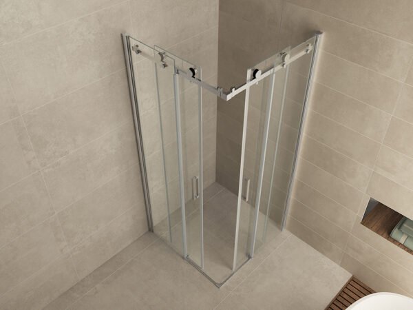 Entra hoekinstap cabine met 2 schuifdeuren 900 x 900 x 2000 x 8 mm nano helder glas/chroom - Douchecabines vierkant | Lapy