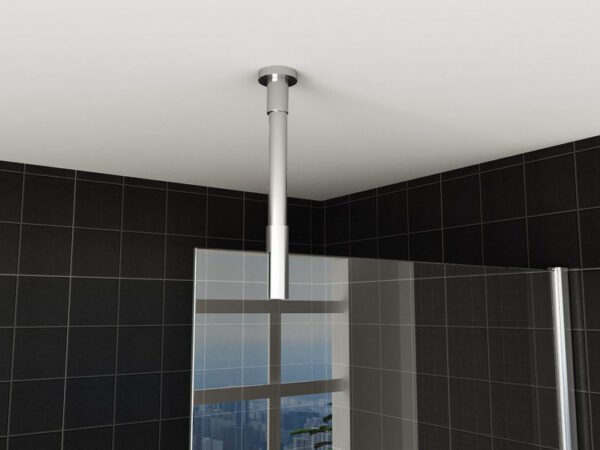 Stabilisatiestang met plafondbevestiging inkortbaar rond 100 cm chroom