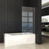 Orbit badwand draaibaar 800 x 1500 x 6 mm nano helder glas/mat zwart - Badwanden | Lapy