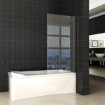 Orbit badwand draaibaar 800 x 1500 x 6 mm nano helder glas/mat zwart - Badwanden | Lapy