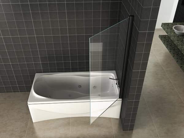Orbit badwand draaibaar 800 x 1500 x 6 mm nano helder glas/mat zwart - Badwanden | Lapy