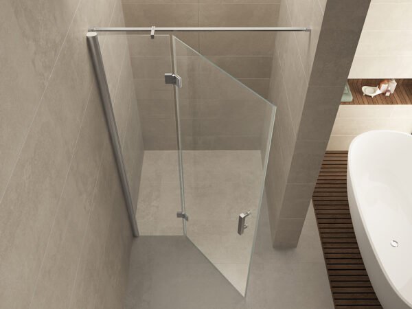 Vaz nisdeur met vast deel 1000 x 2000 x 8 mm nano helder glas/chroom - Draaideuren | Lapy
