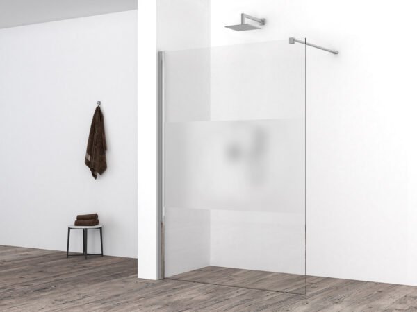 Comfort inloopdouche 1600 x 2000 x 8 mm nano helder glas met melkglas middenband/chroom - Inloopdouches | Lapy