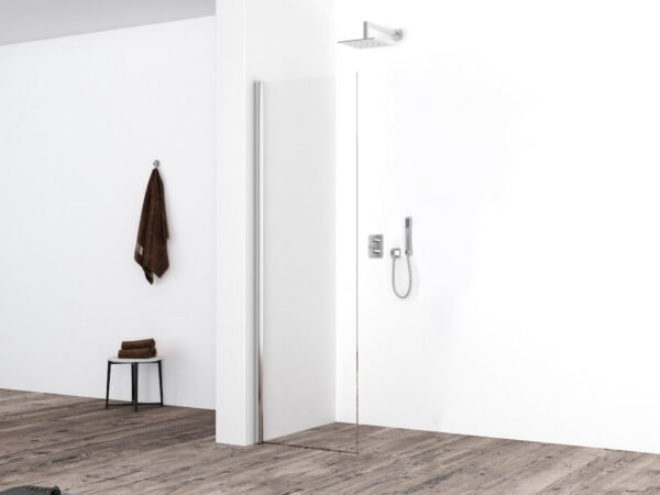 Eco zijwand met muurprofiel 400 x 2000 x 8 mm nano helder glas/chroom - Zijwanden | Lapy
