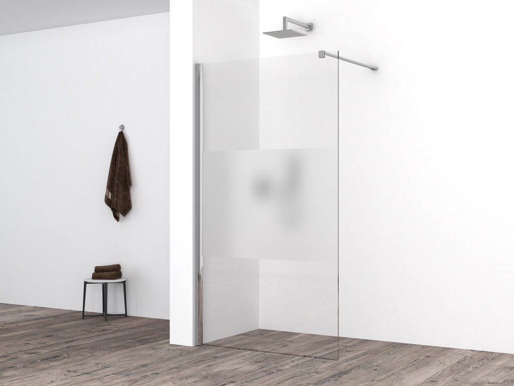 Comfort inloopdouche 1000 x 2000 x 10 mm nano helder glas met melkglas middenband/chroom